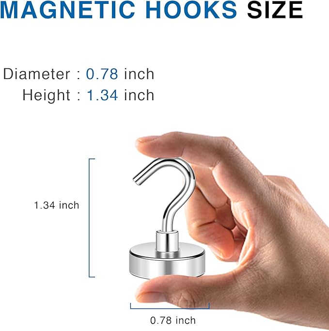 LOVIMAG Strong Magnetic Hooks, 40LBS Neodymium Magnets with Hooks, Cruise Must Haves for Travel, Magnetic Key Holder for Wall,Cruise Ships,Locker,Metal Door,Office,Kitchen,Classroom- 6 Pack