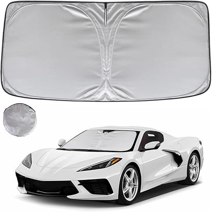 KAYZT Windshield Sun Shade for 2020-2025 Che-vrolet/Chevy Corvette Foldable Sunshade Front Window Custom Fit Car Accessories