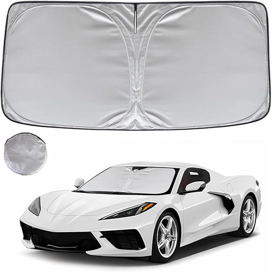 KAYZT Windshield Sun Shade for 2020-2025 Che-vrolet/Chevy Corvette Foldable Sunshade Front Window Custom Fit Car Accessories