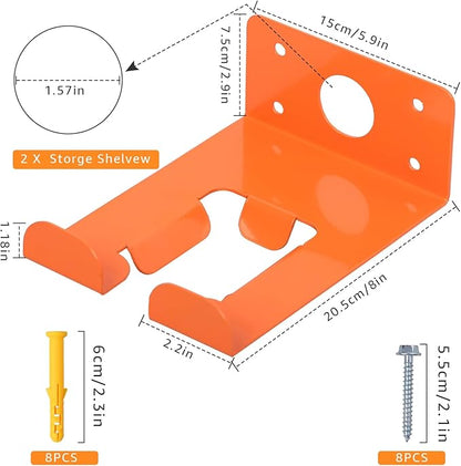 Weed Eater Rack & Chainsaw Holder - Heavy Duty Garage Organizer Wall Mount for Grass Trimmer,Hedge Trimmer, Backpack Blower, Garden Tools, 2 Pack