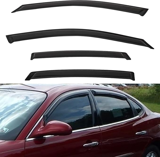 4pcs Window Visors Compatible with 2005-2009 Buick Lacrosse Front+Rear Smoke Tint Sun/Rain Guard Outside Mount Tape-On Vent 2006 2007 2008