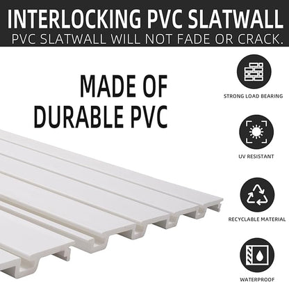 Slat Wall Paneling Garage Wall Organizer, White Slatwall Panels 2 Pack 4x8 ft Garage Slat Wall Storage Systems, Slat Board PVC Wall Panels Garage Storage Organization Product