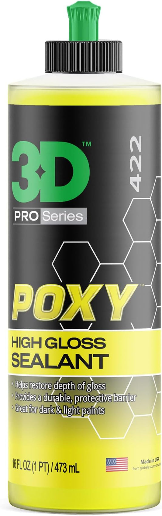 3D POXY Montan Wax Sealant – Long Lasting Hybrid Car Wax for High Gloss Finish & Paint Protection | Non-Staining Formula | Easy to Apply | Made in USA | 16 oz