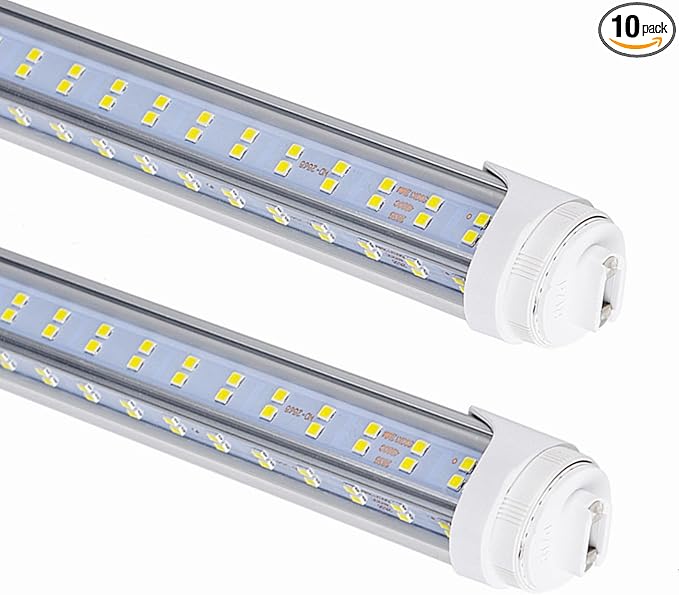 10 Pcs,8ft R17D LED Tube Light, F96 t12 HO 8 Foot Led Bulbs, 96'' 8ft led Shop Light to Replace T8 T12 Fluorescent Light Bulbs, 100-277V Input, 19000LM, Daylight 5000K, Clear Lens (10pcs 5000k)