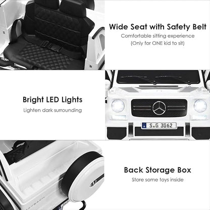 Costzon Ride on Car, Licensed Mercedes-Benz Maybach, 12V Battery Powered Vehicle Toy w/ 2 Motors, Remote Control, 3 Speeds, Lights, Horn, Music, Aux, Storage, Truck, Electric Car for Kids (White)