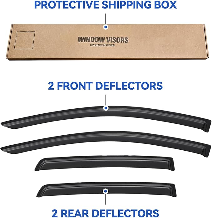 Window Visors Rain Guards for 2009-2014 Hyundai Genesis Sedan, Out-Channel Window Vent Wind Deflectors Visors Shades for 09-14 Hyundai Genesis