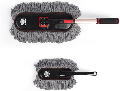 Car Duster Set,Car Duster Exterior Scratch Free with Extendable Handle,Large and Small Car Brushes Remove Dust for Cars and Trucks,Microfiber Car Interior Brush