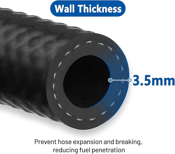 LokoCar Rubber Fuel Hose Line Push Lock 1/2" ID SAE 30R7 NBR 10ft 300PSI Black