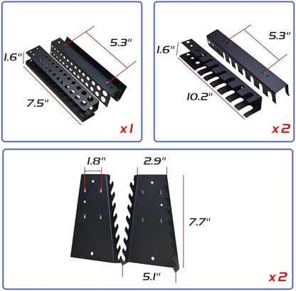 JZD Steel Wall Mount Storage Cabinet System with 22 Tool Hooks, for Garage Workshop Black & Grey