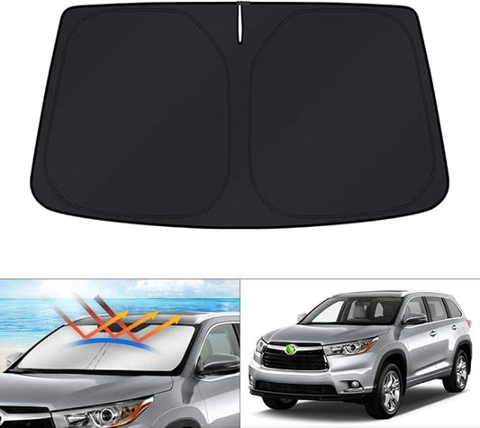 KUST Windshield Sun Shade for Toyota Highlander 2014-2019 Window Sun Visor Protector Sun Cover Foldable Blocks UV Rays Keep Your Car Cooler