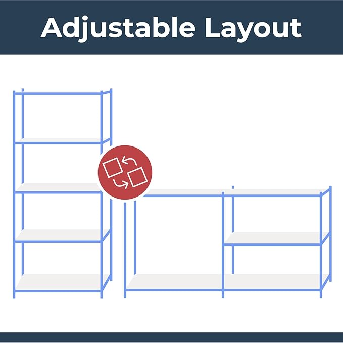 G-Rack | 5 Tier Garage Shelving Units | Metal Shelving Storage | Heavy-Duty Organization Racks | Adjustable Shelves | 2000LB Capacity | Ideal for Workshop, Shed, Office - 59D x 30W x 12H (Blue)