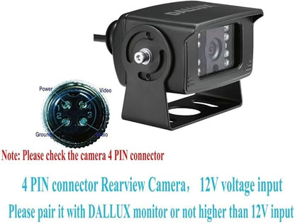 Bus Truck Vehicle Backup Cameras Wide View Angle cab cam Rearview Reverse Waterproof Night Vision 4 PIN Cam for Travel Trailer/Pickup/Van/RV Camper/Motor Home (12V,package not include extension cable)