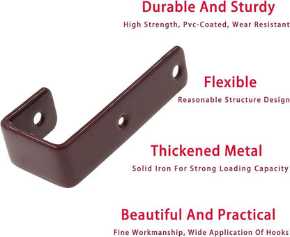 Bunk Bed Ladder Hooks Brackets, Iron Bed Ladder Hook,PVC Coated Angled Ladder Hooks,Heavy Duty Replacement Hardware Utility Hooks,Loft Garage Storage Hooks,J Brackets Hooks with Screws Coffee