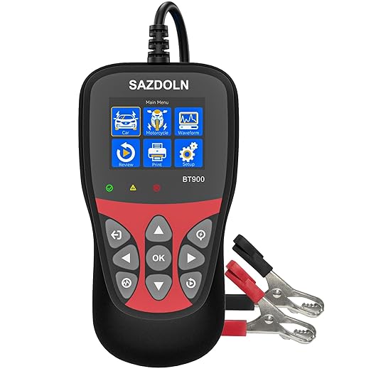 BT900 Car-Battery-Tester 6V 8V 12V, Automotive 100-2000CCA Battery-Load-Tester Analyzer, Digital Auto Battery Analyzer for Car Truck Marine Motorcycle SUV Boat,Black ﻿