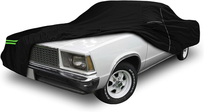 Waterproof Car Cover Compatible with Chevrolet El Camino 1964-1967 & 1978-1987 300D All Weather Classic Car Covers with Zipper Door Reflective Strips Lock for Snow Rain Dust