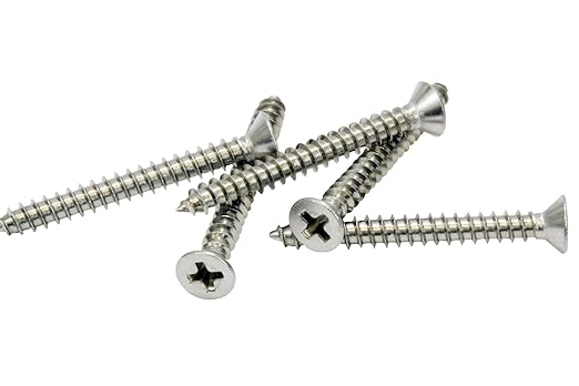 Bolt Dropper 100 Pack #4 x 1in Wood Screw - Stainless Steel Screws with Flat Head Phillips Drive - 18-8 (304) Corrosion-Resistant Screws for Indoor or Outdoor Wood Use
