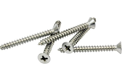 Bolt Dropper 100 Pack #4 x 1in Wood Screw - Stainless Steel Screws with Flat Head Phillips Drive - 18-8 (304) Corrosion-Resistant Screws for Indoor or Outdoor Wood Use