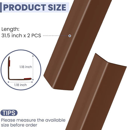 2PCS Wall Corner Protectors Guards - Self Adhesive Corner Protector & Corner Guards for Walls Edge Protection, Easy to Apply - No Tools Needed(Brown, 31.5"x1.18")
