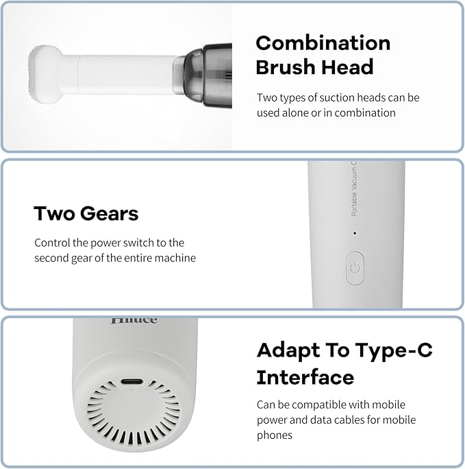 Mini Vacuum Cleaner Cordless, Portable Keyboard Vacuum Cleaner, Wireless Handheld Car Vacuum with 9000 Pa, High Power Rechargeable 2 Speeds, Lightweight Vacuum for Car, Home, Office, Pet