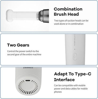 Mini Vacuum Cleaner Cordless, Portable Keyboard Vacuum Cleaner, Wireless Handheld Car Vacuum with 9000 Pa, High Power Rechargeable 2 Speeds, Lightweight Vacuum for Car, Home, Office, Pet