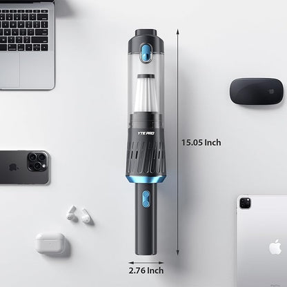 Handheld Vacuum Cordless 15000PA Car Vacuum 3-in-1 Hand Held Vacuums 1.1 Pounds Hand Vac Cordless Rechargeable One-Touch Empty for Cleaning Cars Offices Homes Pet Hair and Dust (Blue)