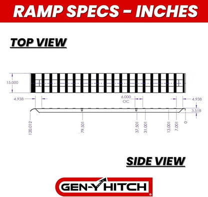 Gen-Y Heavy Duty Aluminum Loading Ramps - Set of 2-10 Foot Trailer Ramps, 10000 lbs Capacity, 15 Inch Wide, Hybrid Hook and Plate Ends, Serrated Cross Rungs for Maximum Traction