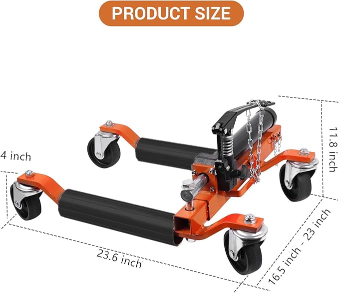 2 Pcs Car Wheel Dolly with Hydraulic Tire Jack, 1500LBS Capacity Trailer Dolly for Vehicle Positioning for Truck RV Trailer, Orange