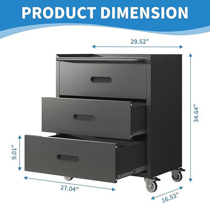 Metal Tool Cabinet,Garage Storage Cabinet System,Wall Cabinet & Locking Rolling Tool Cabinet with Doors and Adjustable Shelves,Steel Tool Cabinets for Home,Office (2 Pcs-StyleE, Black)