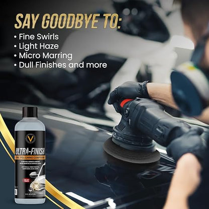 VPD Ultra-Finish Fine Polishing Compound 16 oz – Final Step Car Polish & Rubbing Compound for Cars, Removes Micro-Marring & Fine Swirls, Enhances Gloss & Depth, Safe for Clear Coats, Silicone-Free