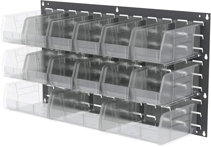 Akro-Mils 30235 AkroBins Plastic Storage Bins, Space-Saving Stackable Bins for Garage, Pantry, Craft Organization, 11-" x 11-" x 5-", Clear, 6-Pack