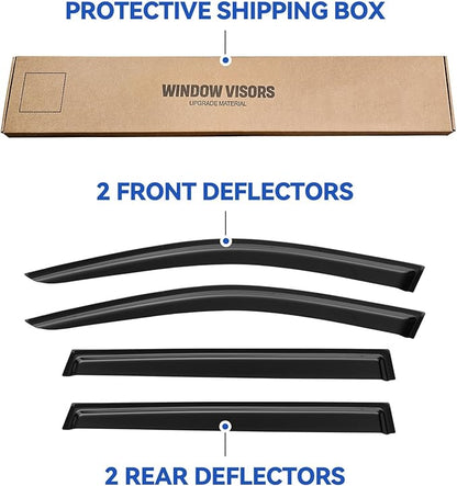 Window Visors Rain Guards for 2014-2023 Jeep Cherokee, Out-Channel Window Vent Wind Deflectors Visors Shades for 14-23 Cherokee