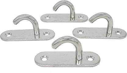 Stainless Steel Ceiling Hooks & Wall Hangers - Heavy Duty M8 Screw Mount, Rust-Proof Anchor Straps for Garage, Outdoor, Storage (4-Pack)