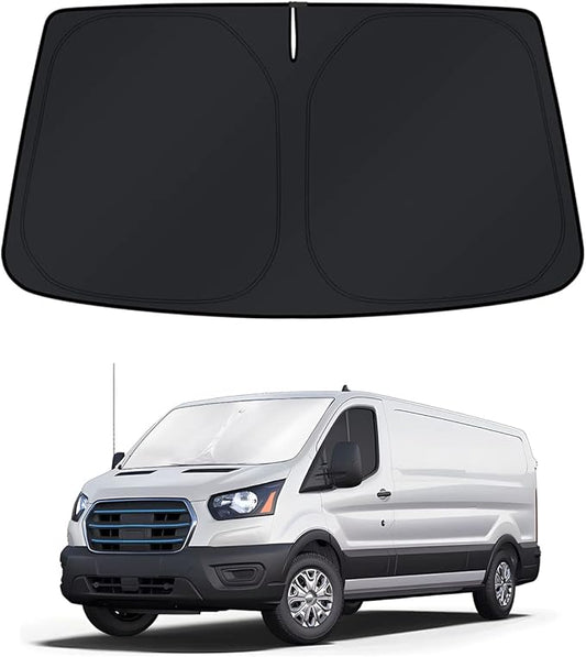 KUST Windshield Sun Shade for Ford E-Transit 2022 2023 2024 2025 2026 Window Shade Sun Visor Cover Foldable Blocks UV Rays Keep Car Cooler
