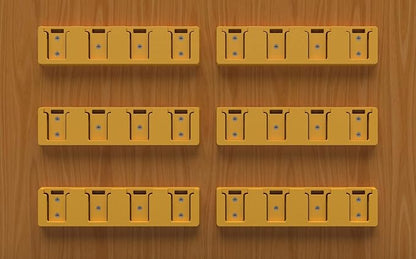 Battery Rack Compatible with DeWalt 20V Battery Holder, Mount 4 Slot Bulk Battery Garage Tool, Tools for Dewallt 20v, Wall Display Hook Holder (Yellow-2pc)