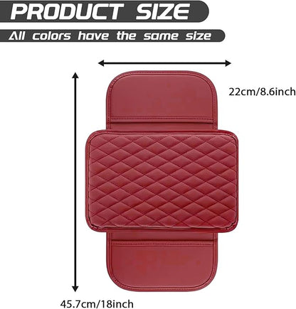 Car Center Console Cover, Upgraded Leather Arm Rest Cover for Car SUV, Car Middle Armrest Console Cover with 2 Storage Bags Scratch Resistant Waterproof Universal Car Accessories (Red)