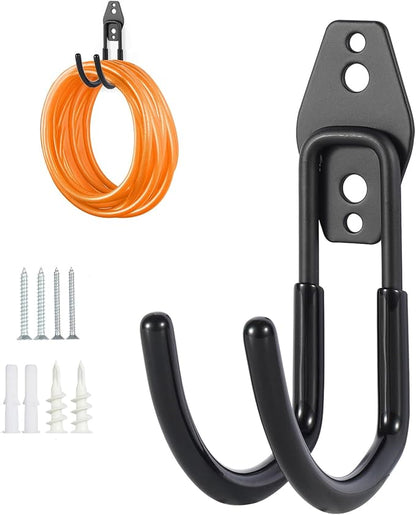 Garage Hanging Hooks Wall Mount, Garage Tool Storage Hooks, Wall Hangers for Hose, Tools, Garden Equipment, Ladder, Bikes, Broom and mop, Balck