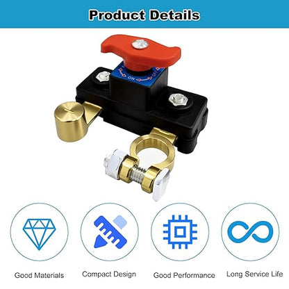 Car Battery Power Cut-Off Switch Breaker, Pure Copper Stable Transmission High Conductivity Disconnect Smart Battery Disconnect Switch for Car Truck Boat Rv Supplies