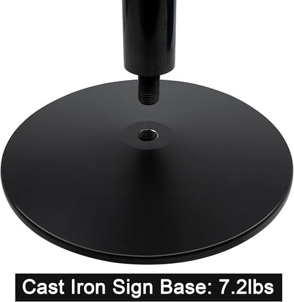 Parking Sign Post 48" Heavy Duty Cast Iron Parking Signs Stand, Movable Sign Stand for Hanging Signs, Black （15 pounds）