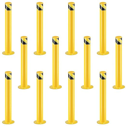 Safety Bollard Post, Steel Bollards,Parking Bollard, Yellow Powder Coated Safety Parking Barrier Post, for Traffic Sensitive Areas (12, 36"H*3.5"D)