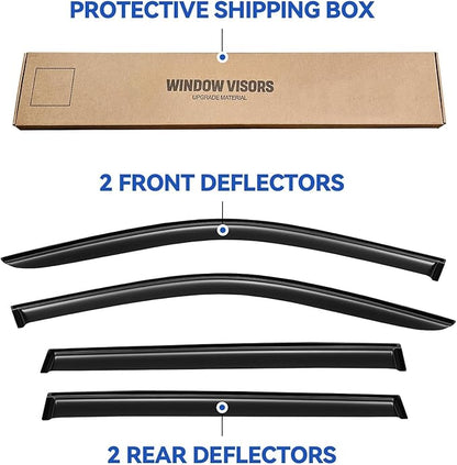 Window Visors Rain Guards for Honda Pilot 2016 2017 2018 2019 2020 2021 2022, Out-Channel Window Vent Wind Deflectors Visors Shades for 16-22 Pilot (Excludes Touring Models)
