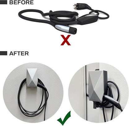 Upgraded Aluminum Charging Cable Holder with Chassis Bracket Compatible with Tesla Cybertruck Model 3 Model Y Model X Model S Charger Cable Organizer Accessories for Wall Connector,Improved Slot