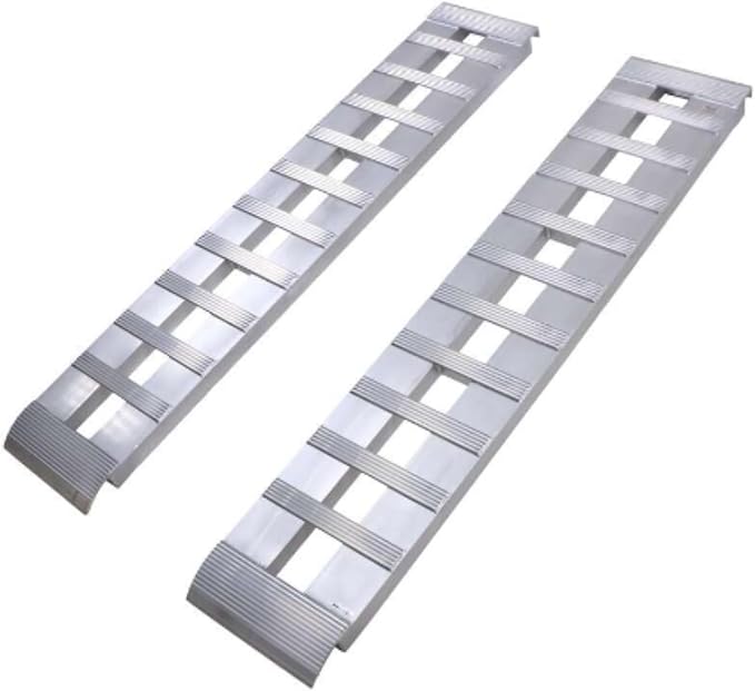 Gen-Y Heavy Duty Aluminum Loading Ramps - Set of 2-10 Foot Trailer Ramps, 10000 lbs Capacity, 15 Inch Wide, Hybrid Hook and Plate Ends, Serrated Cross Rungs for Maximum Traction