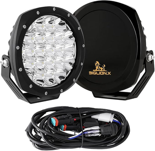 BIGLION.X 7Inch Round LED Offroad Lights 2PCS 210W 32000LM Super Bright LED Off Road Lights Driving Lights Round Waterproof IP68 IP69K 12V 24V for Pickup Trucks SUV ATV UTV 4x4