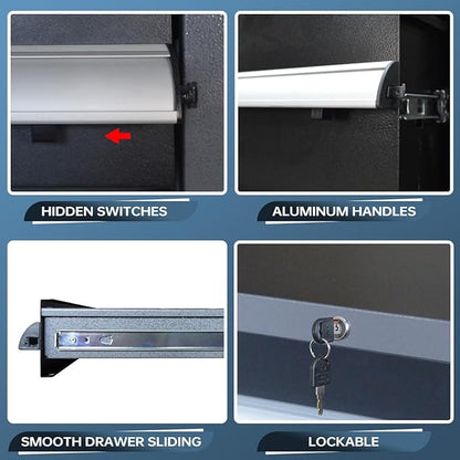 JZD Steel Garage Cabinet System, Tool Organization with Wooden Worktop, for Auto Repair Shop Basement Factory