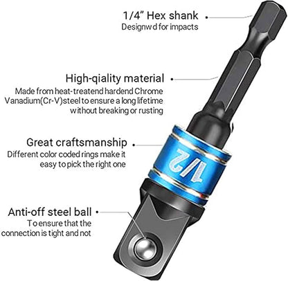 17pcs Flexible Drill Bit Extension, Include 3pcs Impact Socket Adapter 2pcs Hex Shank 105° Right Angle Drill Attachment 10 Short Screwdriver Bits Bendable Drill Bit Extension and 90° Angled Bits