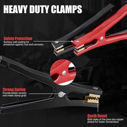 Jumper Cables for Car Battery, 8 Gauge 12 Feet 600AMP, Automotive Booster Cables for Jump Starting Dead or Weak Batteries with Carrying Bag Included