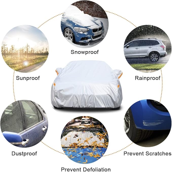 Kayme 6 Layers SUV Car Cover Custom Fit for Kia Sorento (2012-2025) Waterproof All Weather for Automobiles, Outdoor Full Cover Rain Sun UV Protection.Silver