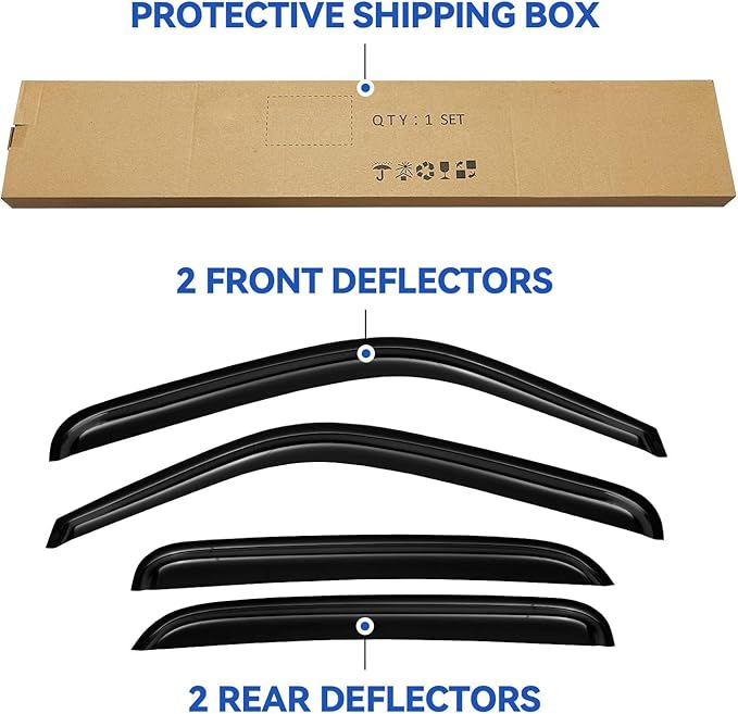 Window Visors Rain Guards for Chevy Tahoe/GMC Yukon 2000-2006, Out-Channel Window Vent Wind Deflectors Visors Shades for 2002-2006 Cadillac Escalade