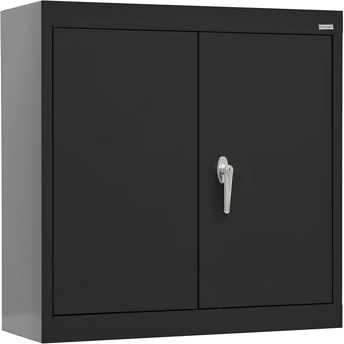 Sandusky Lee WA11301226-09 Wall-Mount Metal Storage Cabinet with Adjustable Shelf, Locking Handle, 200lb Capacity, 12" Depth x 30" Width x 26" Height, Black