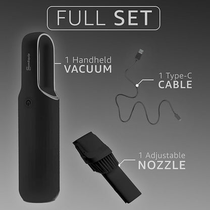 Handheld Portable Cordless Vacuum Cleaner - Easy to Use, Lightweight, Compact Design - Hand Vacuum for Dust Pet Hair Dirt Home Car Interior - Rechargeable Battery with USB-C Cable
